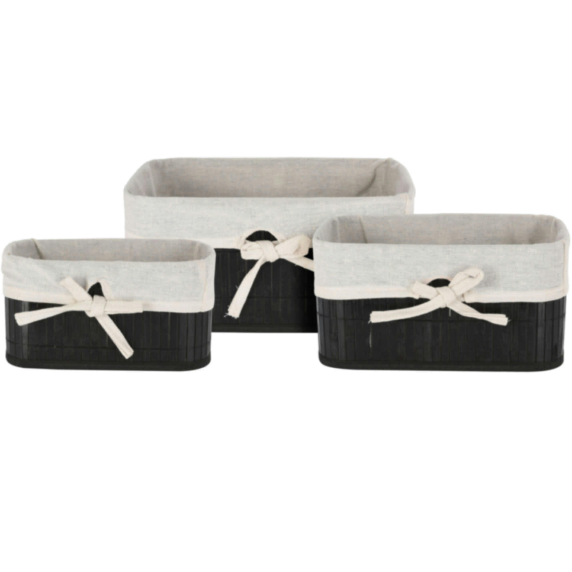 - Set de 3 paniers de rangement en bambou noir pour salle de bain