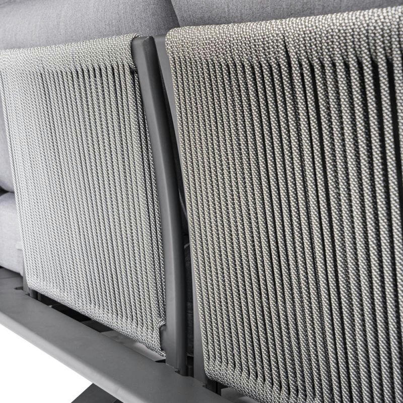 BORNEO - Salon de jardin d'angle 6 places gris