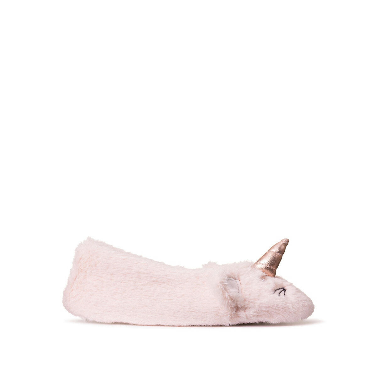 Chaussons peluche tête de chat licorne