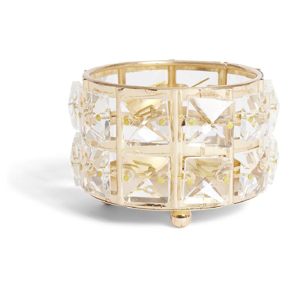 Bougeoir à strass Ø8,5cm verre et métal argenté