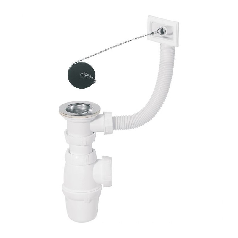 Siphon pour évier à 1 bac avec bonde Ø 50 mm INVENTIV