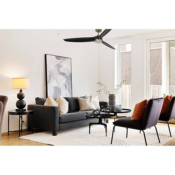 Bolt, Ventilateur déstratificateur d'air, moteur chrome pales bois laquées noires 166 Cm, 100 % efficace été/hivers, avec lampe