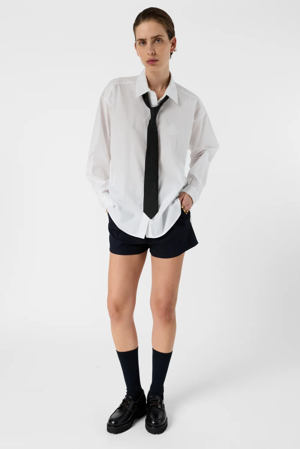 Chemise en coton uni à blason - ALIX