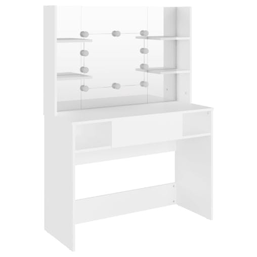 NNEVL Makeup Table with LED Lights 100x40x135 cm MDF White