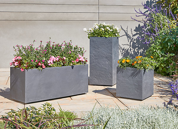 Jardinière plastique Volcania gris foncé 100 x 38,7 x h. 43 cm