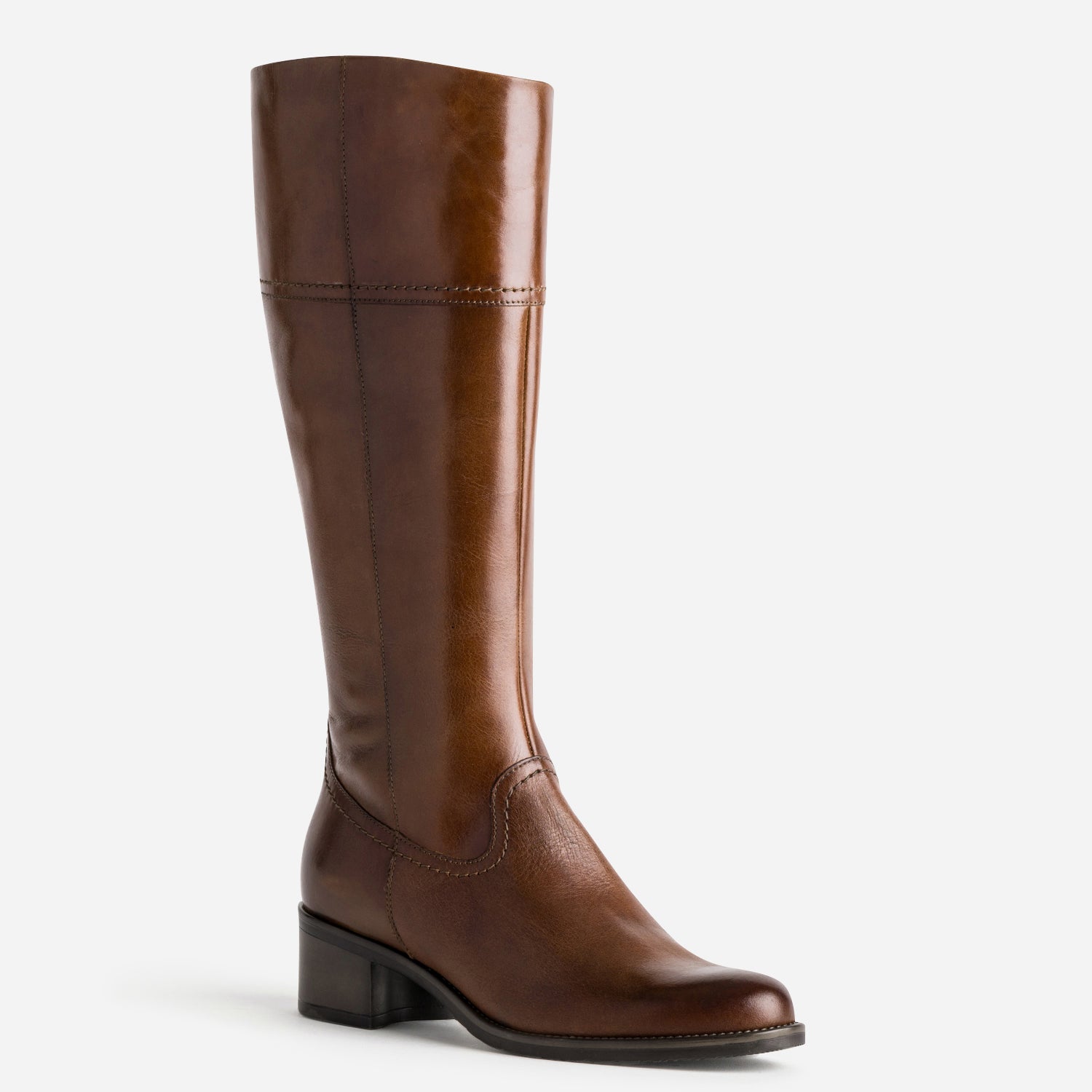 Botte cognac en cuir forme cavalière