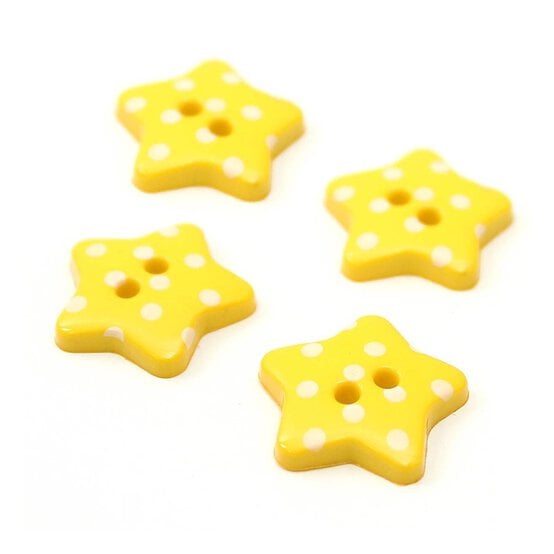 Hemline Yellow Novelty Star Button 4 Pack