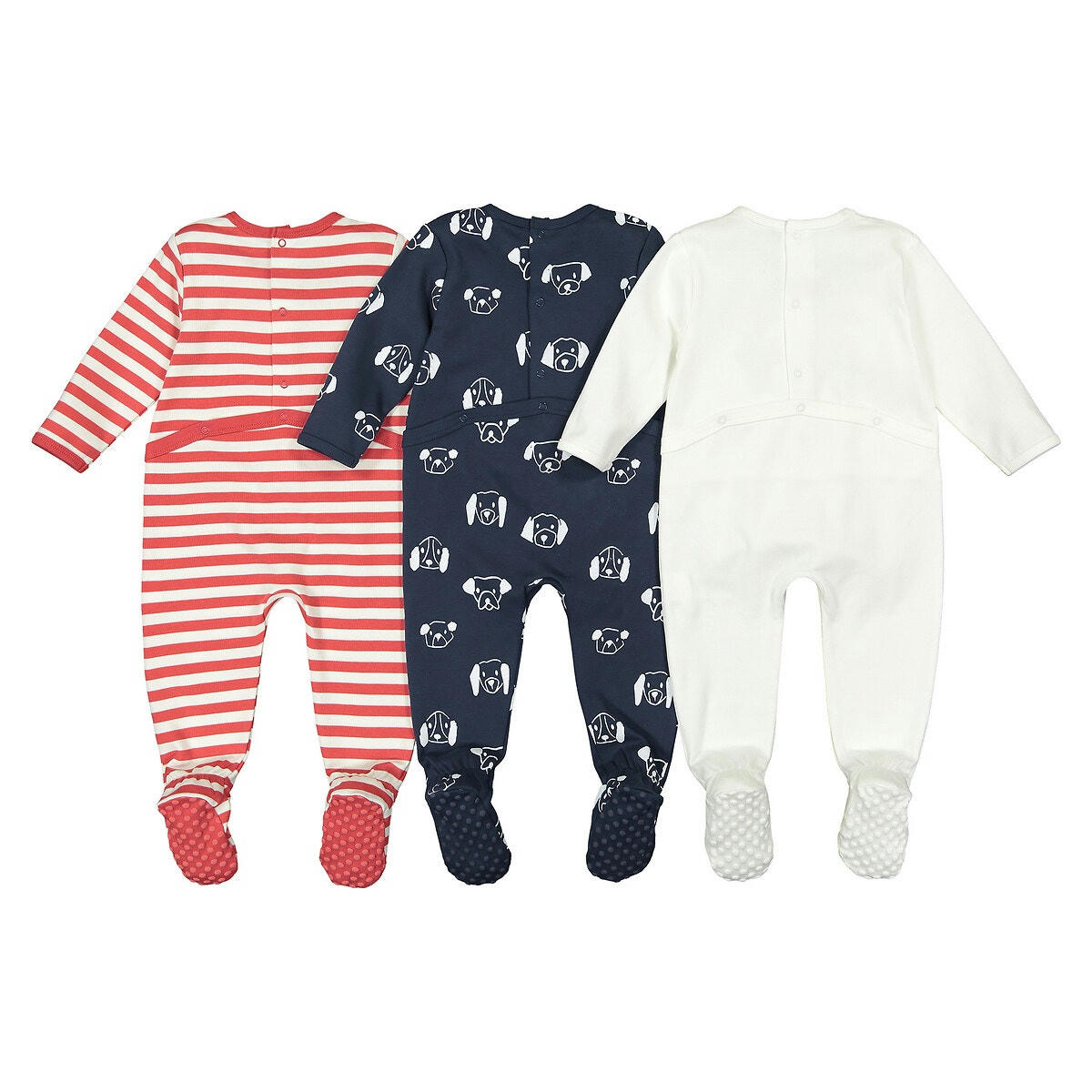Lot de 3 pyjamas 1 pièce coton bio