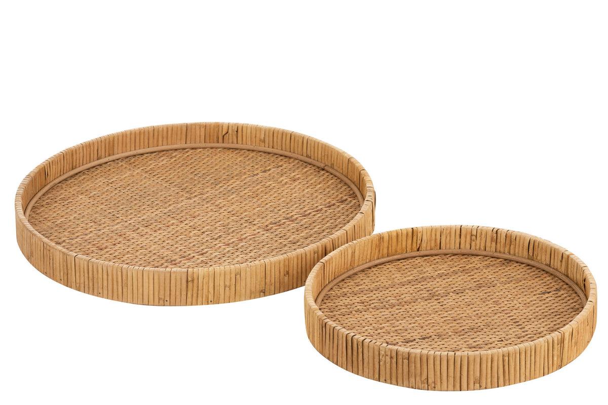 J-Line plateau Rond - dienblad - jute - naturel - 2 stuks