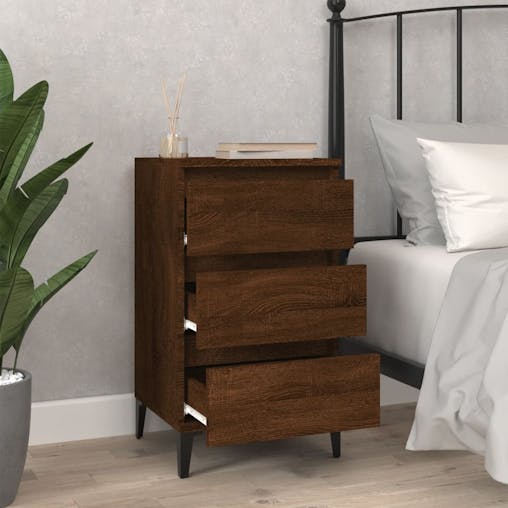 NNEVL Bedside Cabinet Brown Oak 40x35x70 cm Engineered Wood