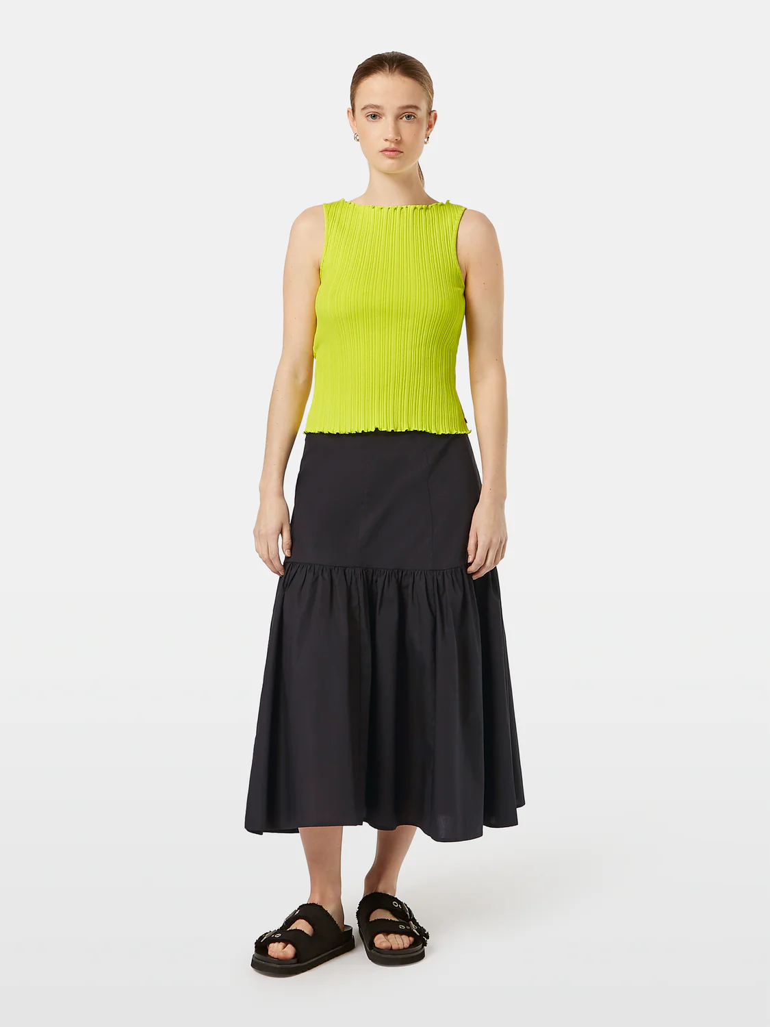 Structured Wide-Neck Sleeveless Top