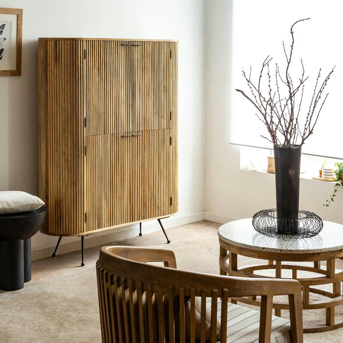 AMBRINE - Armoire en bois marron 126 cm