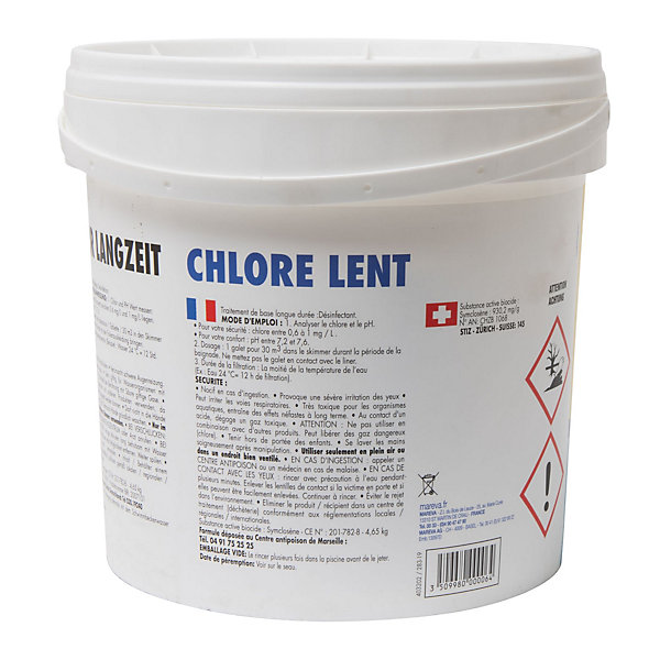 Chlore lent galets 250g en seau de 5 kg