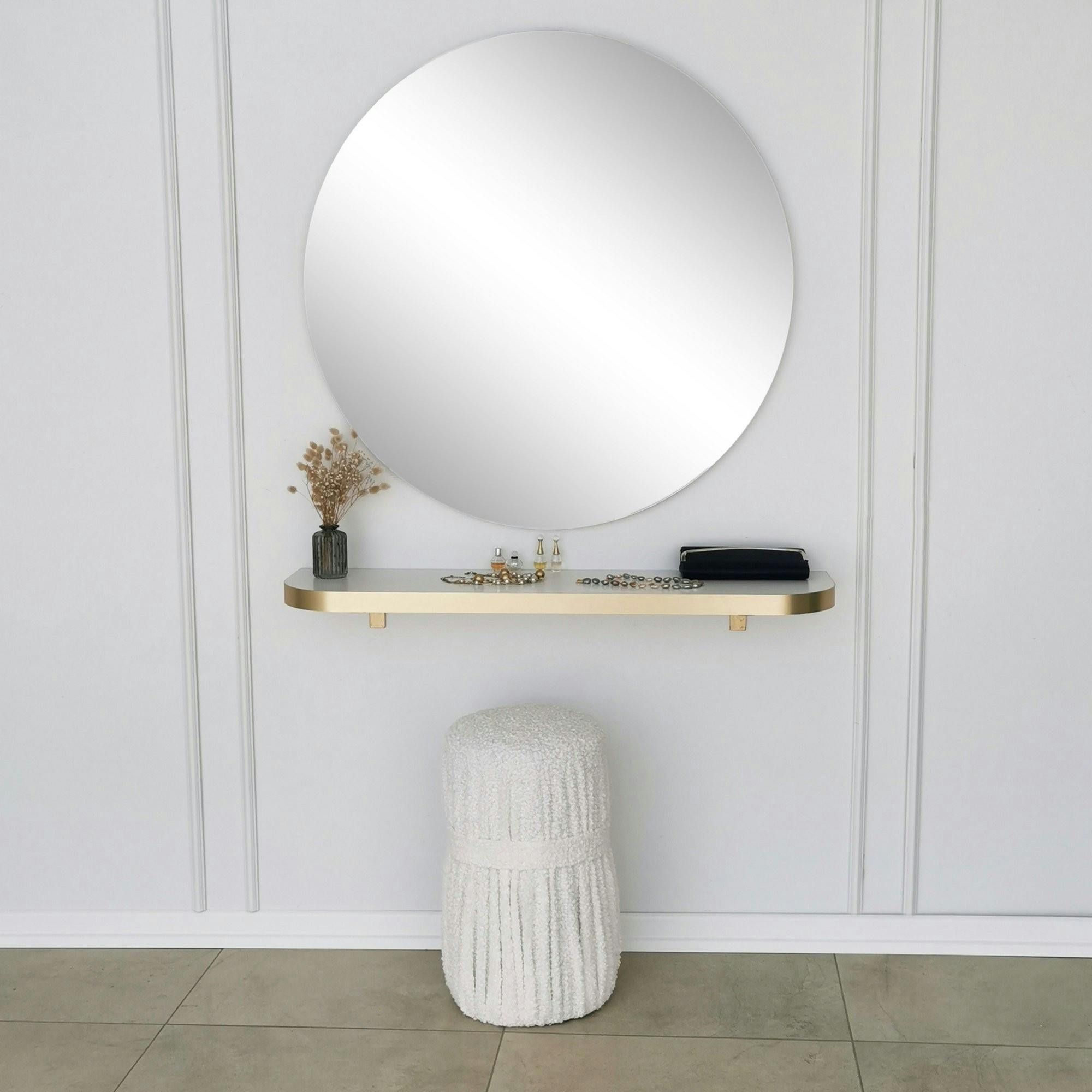Miroir rond moderne avec bordure dorée Ø90 cm CODY