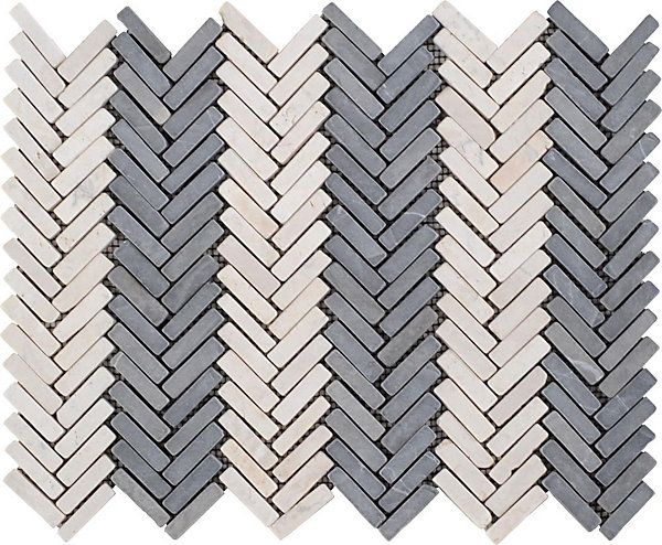 Mosaique de marbre Petit Chevron Gris Clair Et Gris Foncé - vendu par plaque de 35x26 cm -