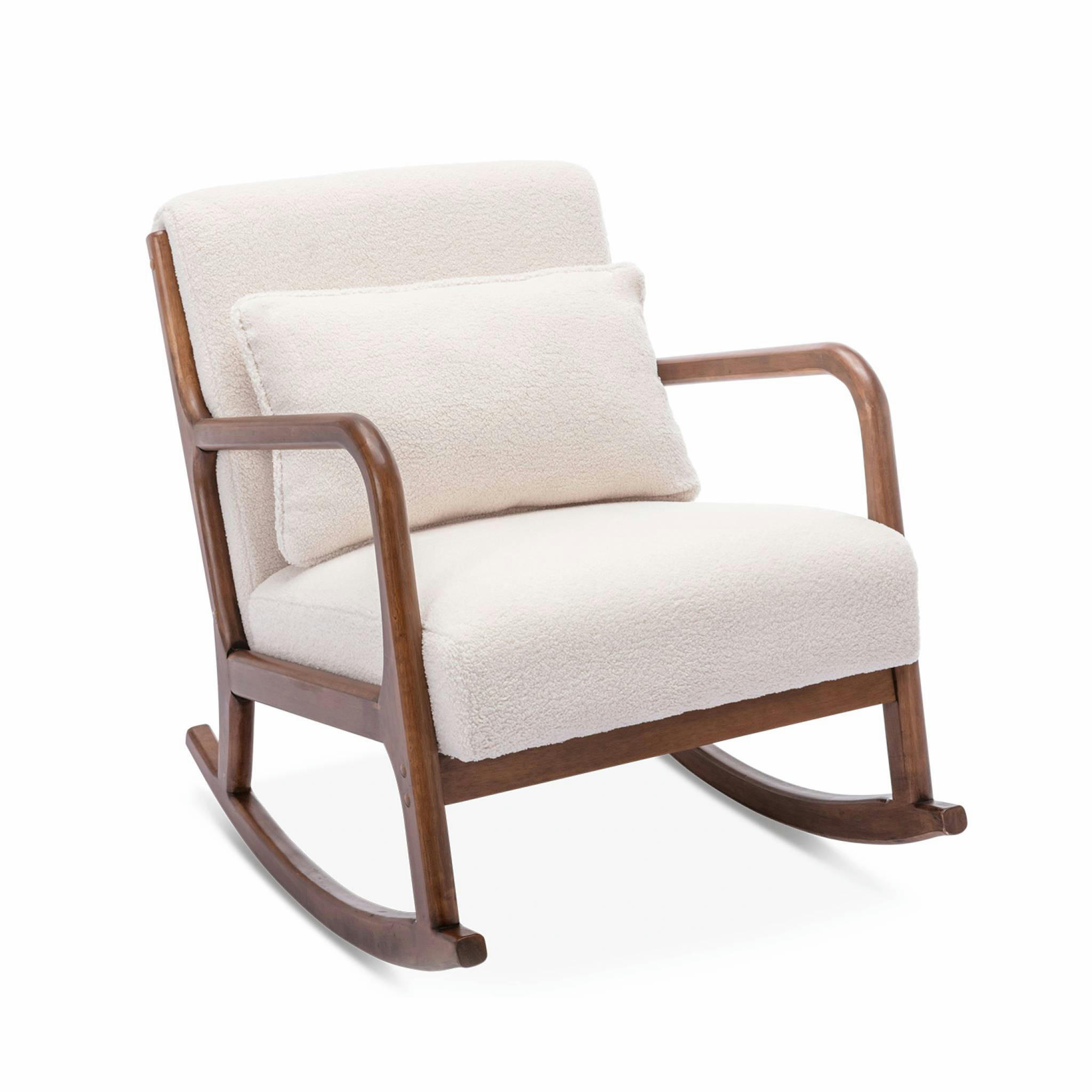 LORENS BOUCLETTE - Rocking chair à bouclettes blanches