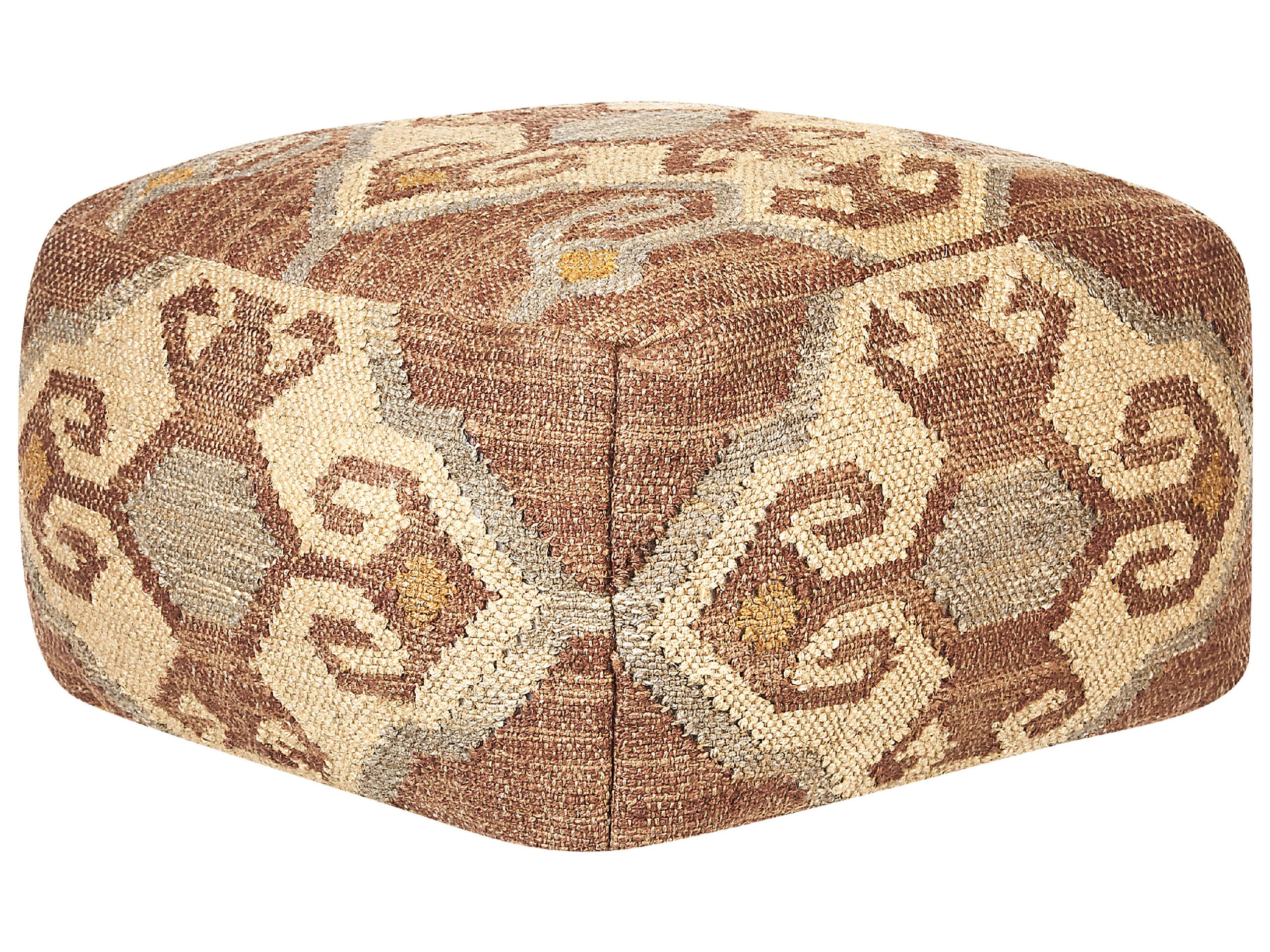 Puf jutowy 50x50x30cm ze wzorem wielokolorowy