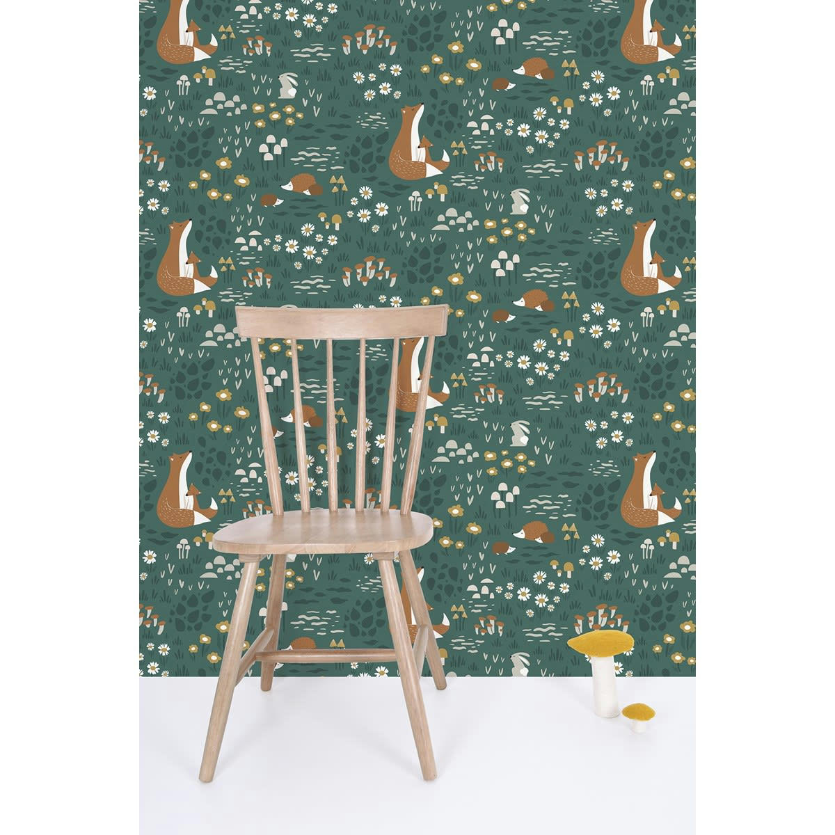 FOREST HAPPINESS - Papier peint forêt en Papier Vert émeraude 50cm x 10m