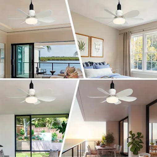 NNETM 1pc Dimmable Socket Fan Ceiling with Remote Control - Traditional Style, White
