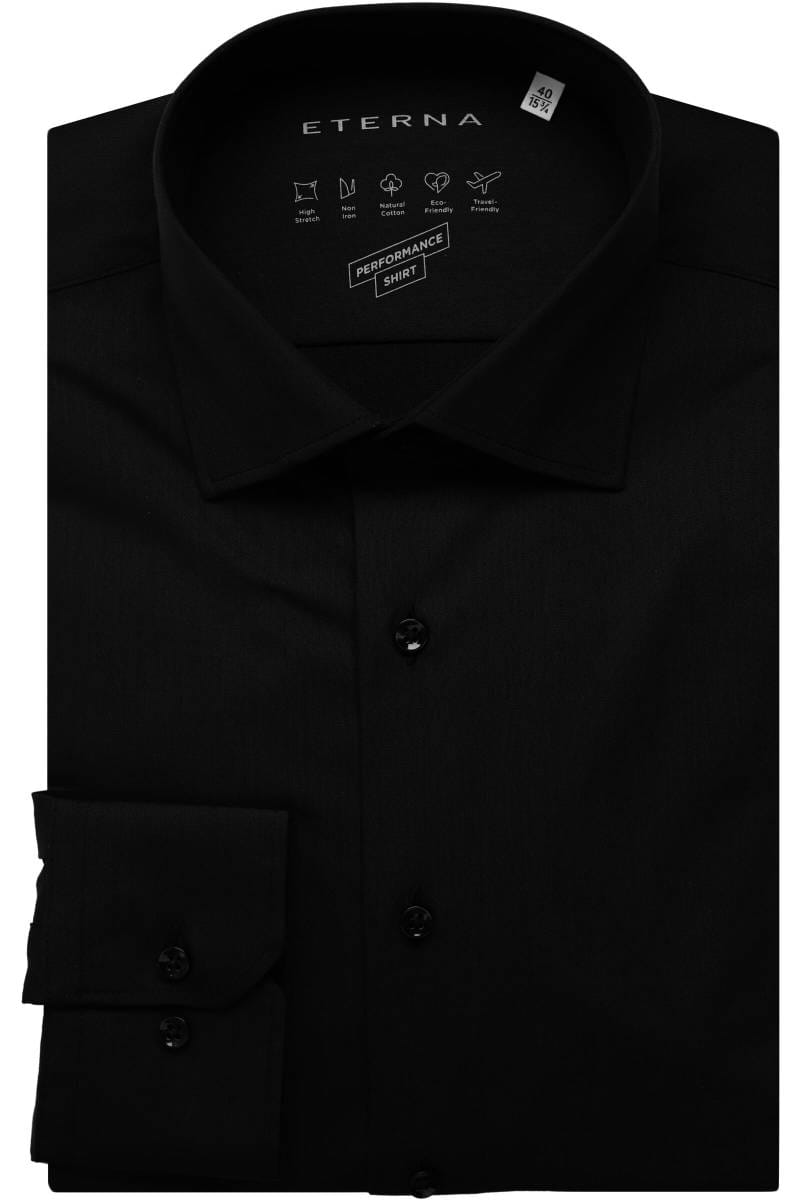 ETERNA Performance Comfort Fit Hemd schwarz, Einfarbig
