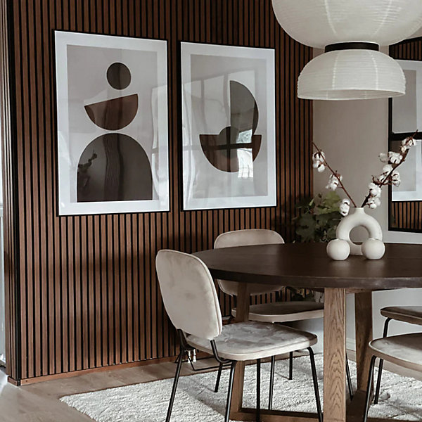 Panneaux Acoustiques Décoratifs en MDF Lot de 4, Noyer, 240x60cm