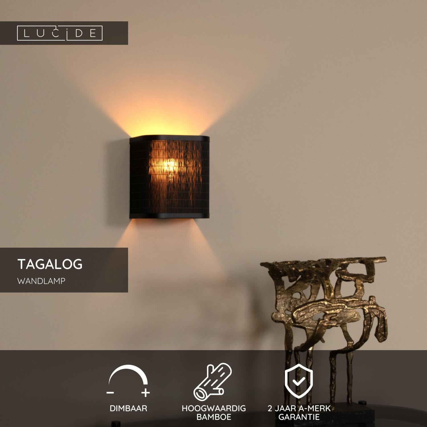 Lucide TAGALOG Wandlamp - Zwart
