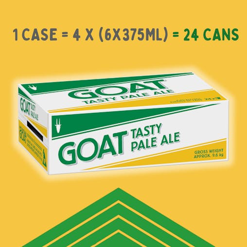 Mountain Goat Tasty Pale Ale, Crisp & Refreshing Full Bodied, Craft Beer, 4.4% ABV, 375mL (Case of 24 Cans)