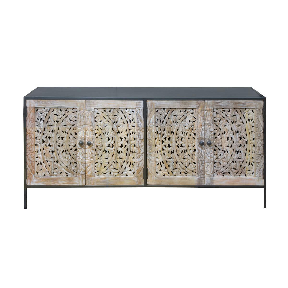 LILA - Buffet en métal blanc 178 cm
