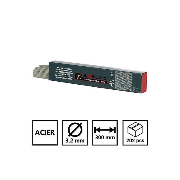 Métal d'apport MMA - 202 Electrodes de soudage enrobées Diam 3.2 x 300mm Baguettes de soudure rutiles E6013 AWELCO