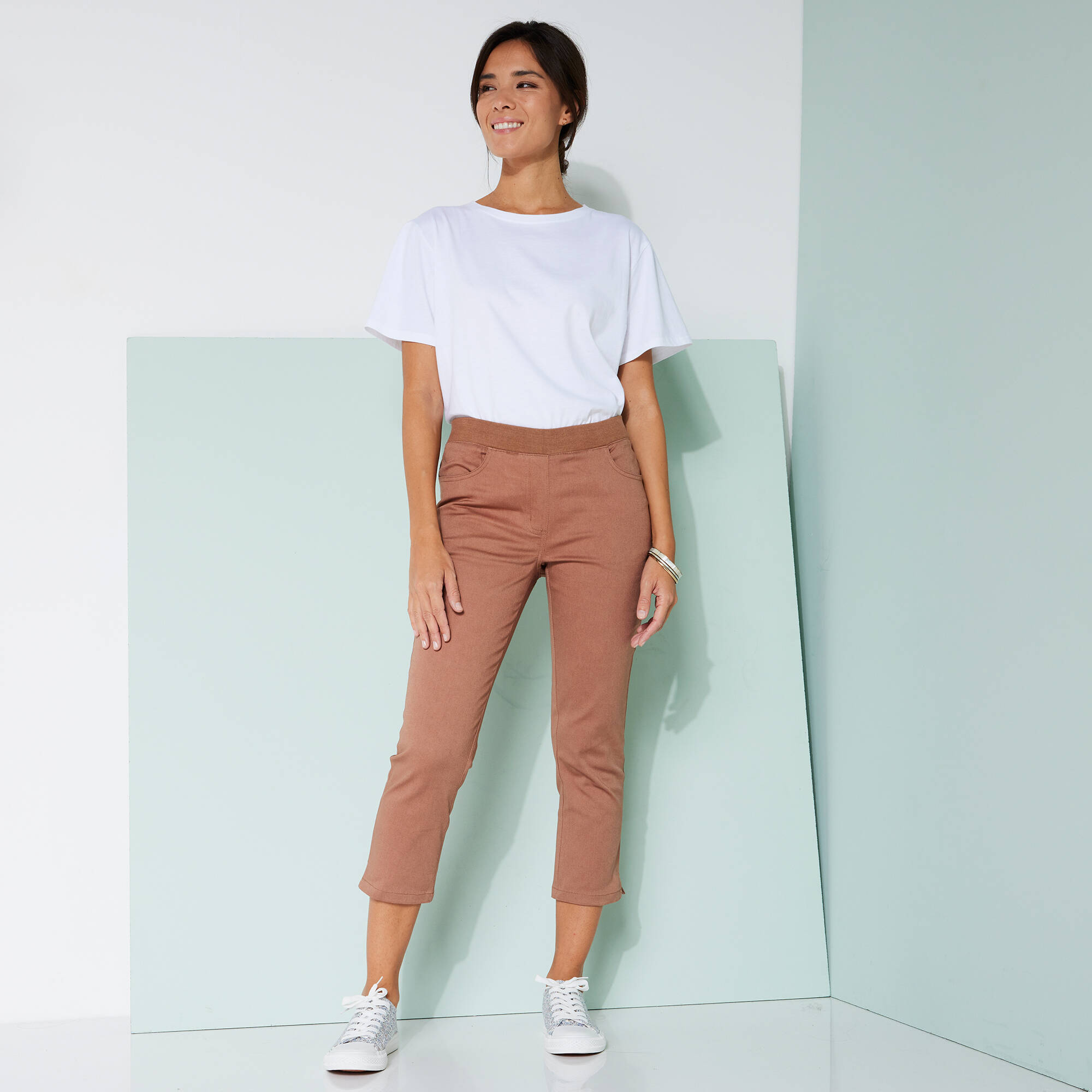 Pantacourt toile taille élastiquée