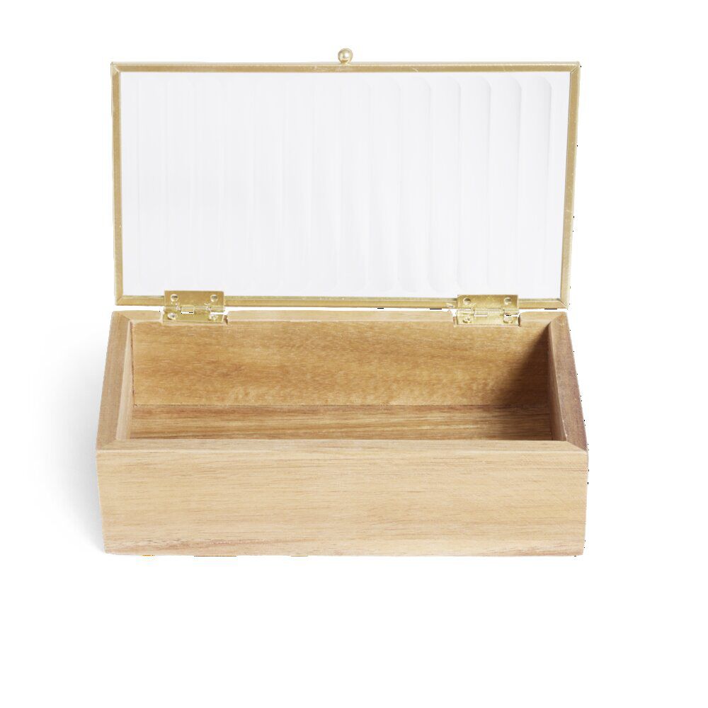BoÎte bois d'acacia et verre taille L 18x10x5,3cm