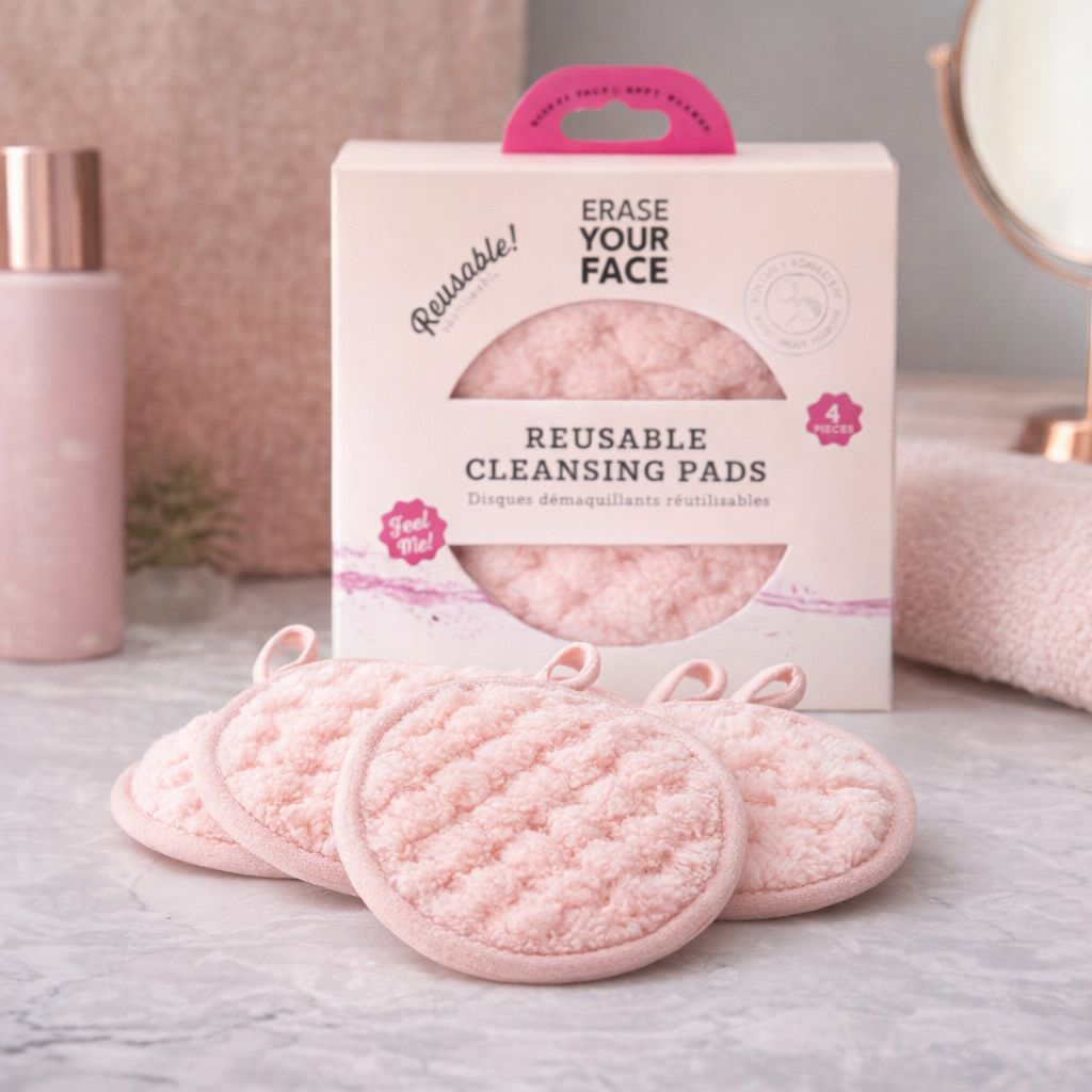 Erase Your Face Reusable Round Pink Popcorn Cleansing Pads - 4 Pack
