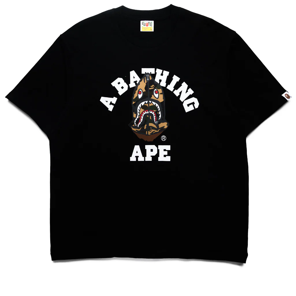 A Bathing Ape 1st Camo Shark Seijin College Tee - Black