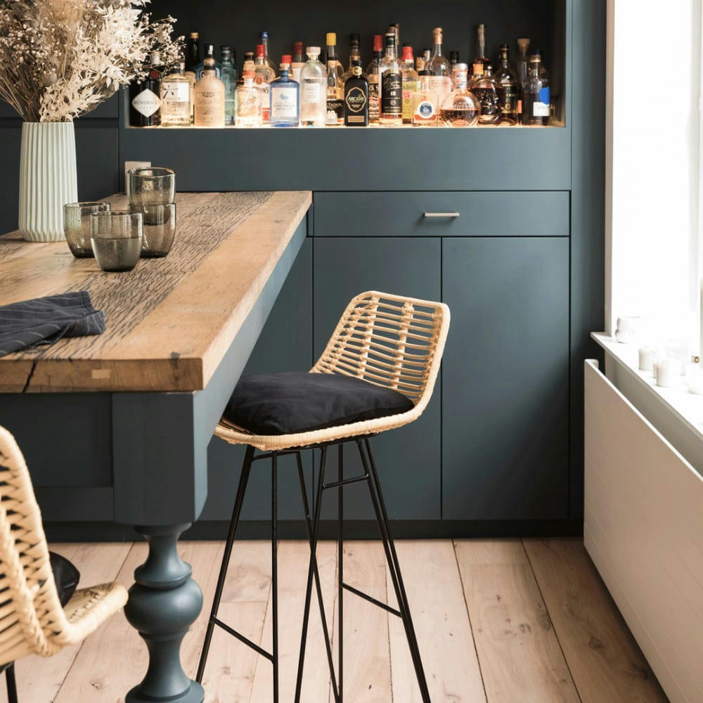 CAPURGANA - Lot de 2 chaises de bar design en rotin 75cm