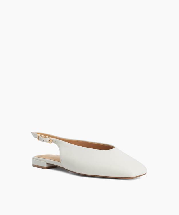 Heartbeat Ecru - Leather Slingback Ballet Flats