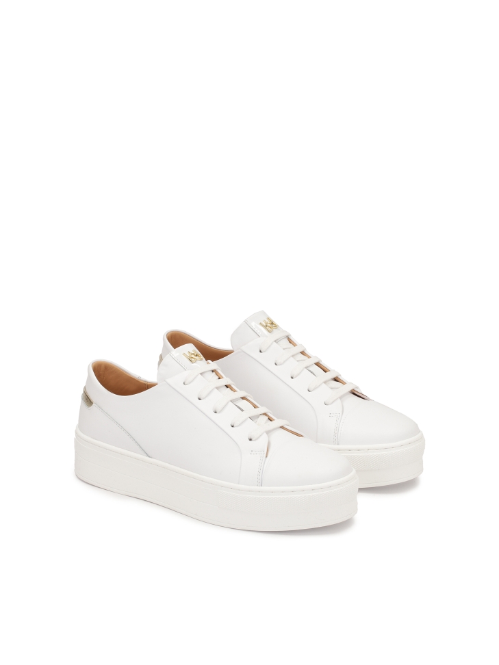 Leather sneakers with golden elements