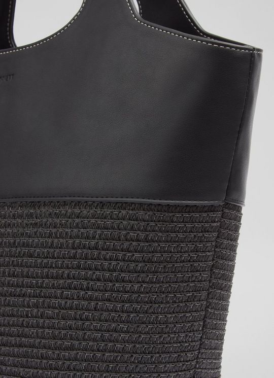 Carly Black Paper Fabric Blend Crossbody Tote Bag