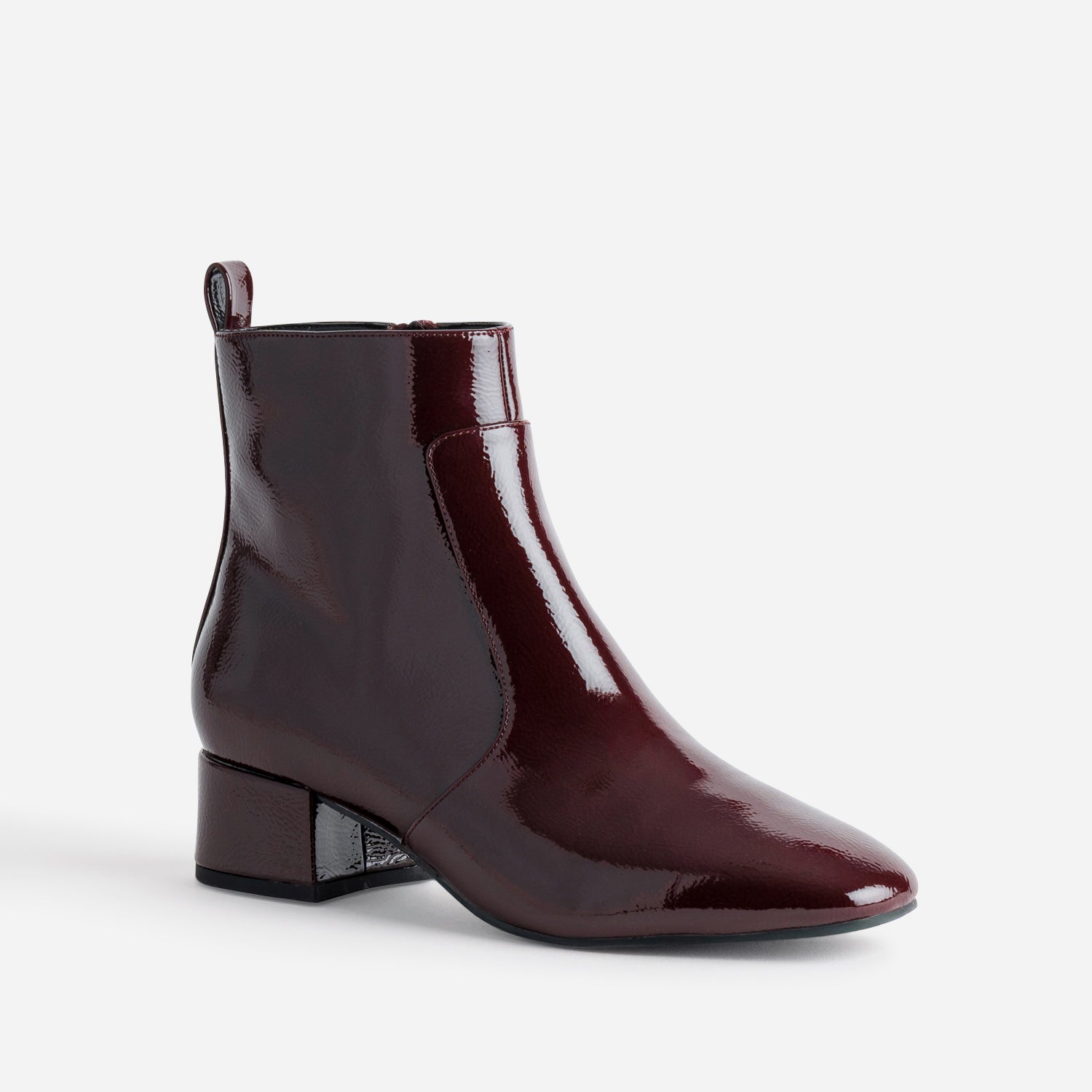 Boots à talon bordeaux verni