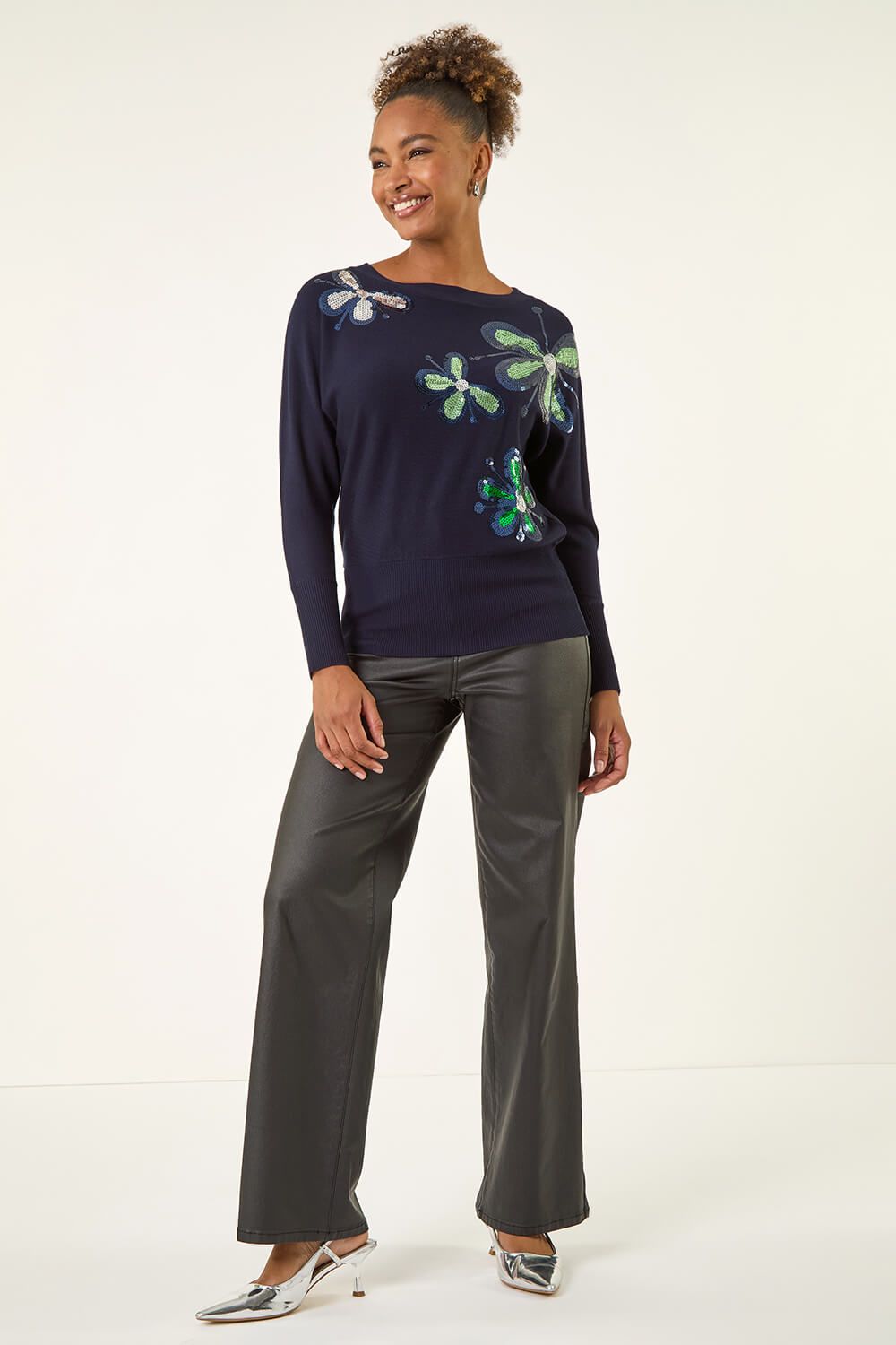 Roman Sequin Floral Knit Jumper
