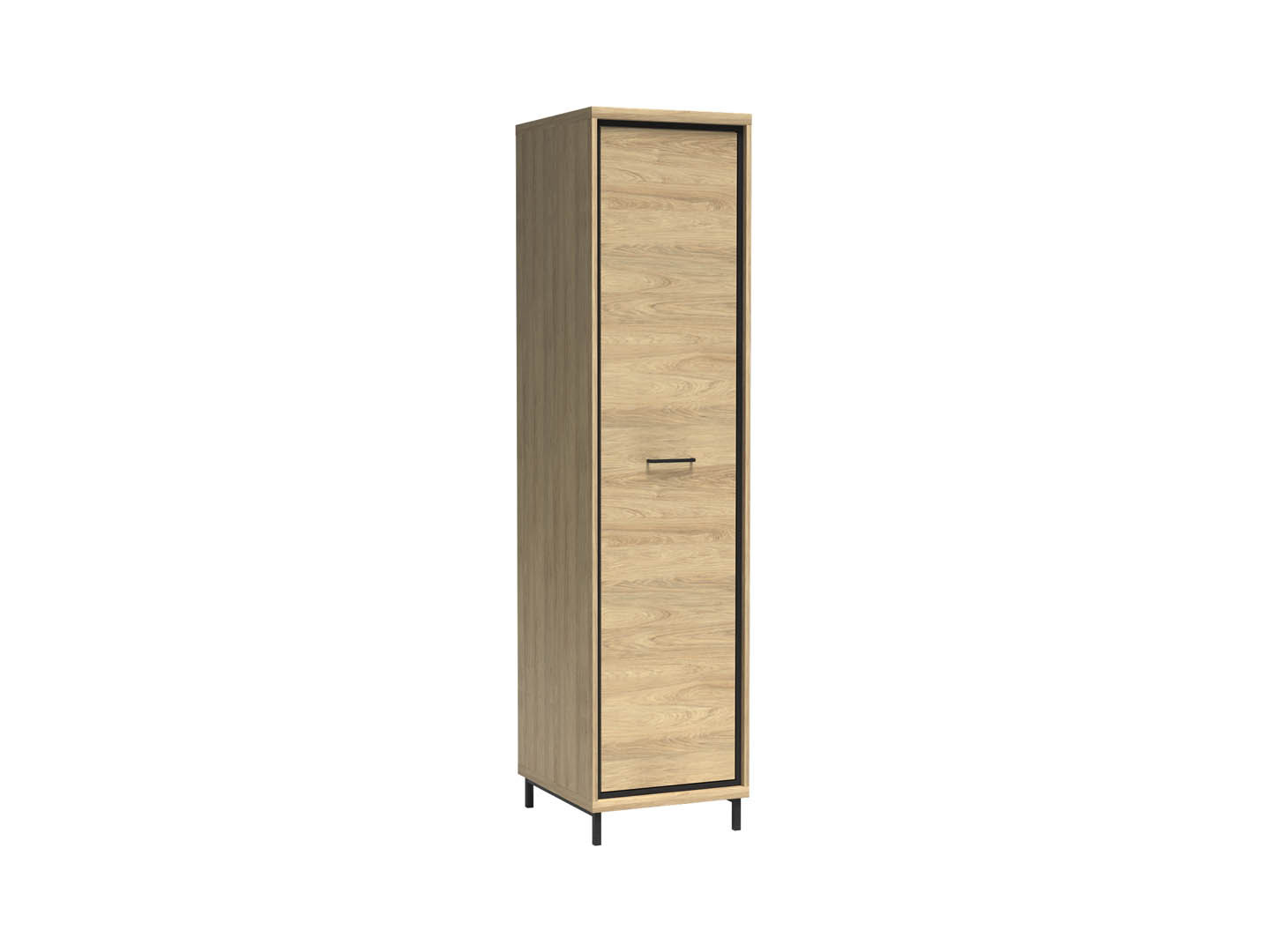 Szafa MILAN 1D 50 cm Natural Hikora / Czarny Metalowe Nogi Wąska Nowoczesna