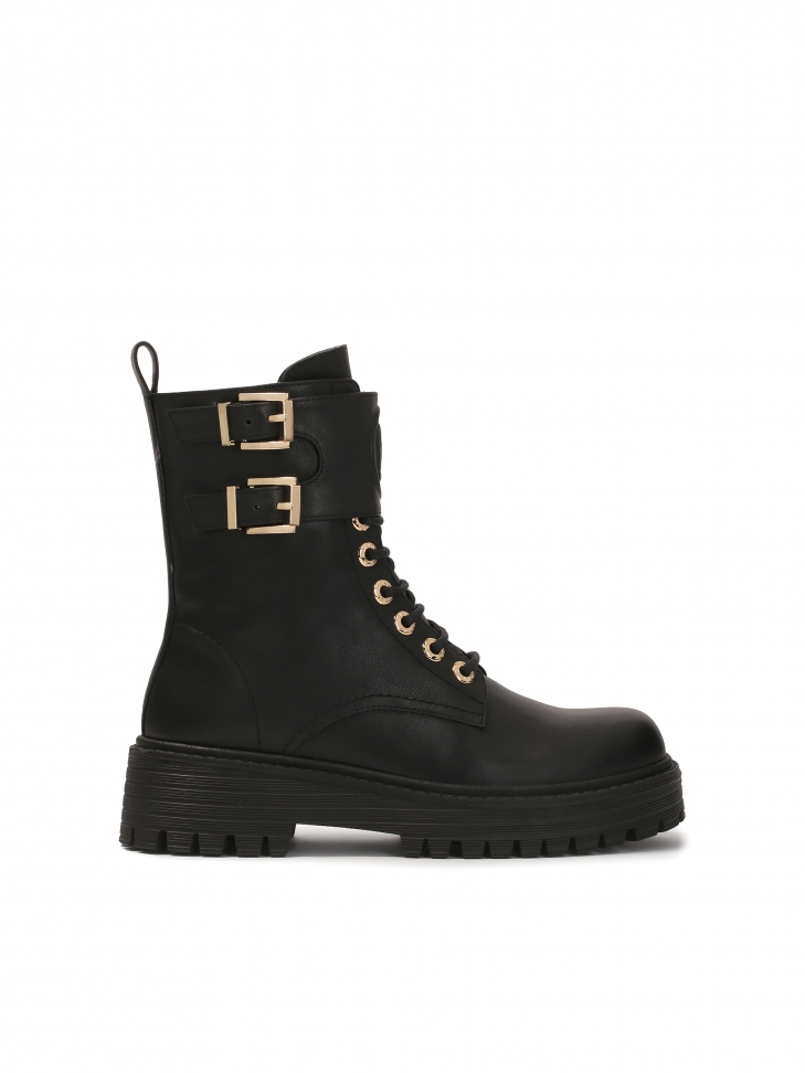 High boots with decorative flap