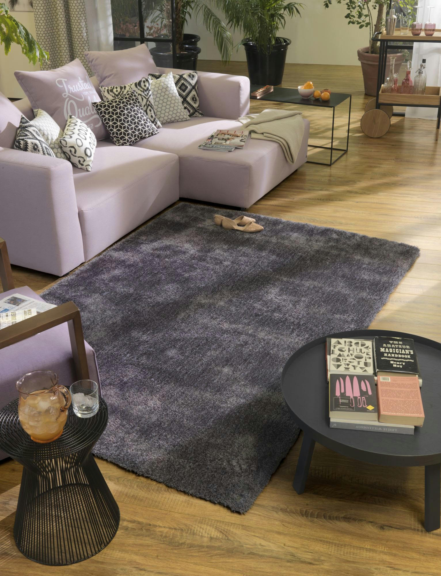 SOFT - Tapis brilliant shaggy - à  longs poils - épais - Anthracite 160x230