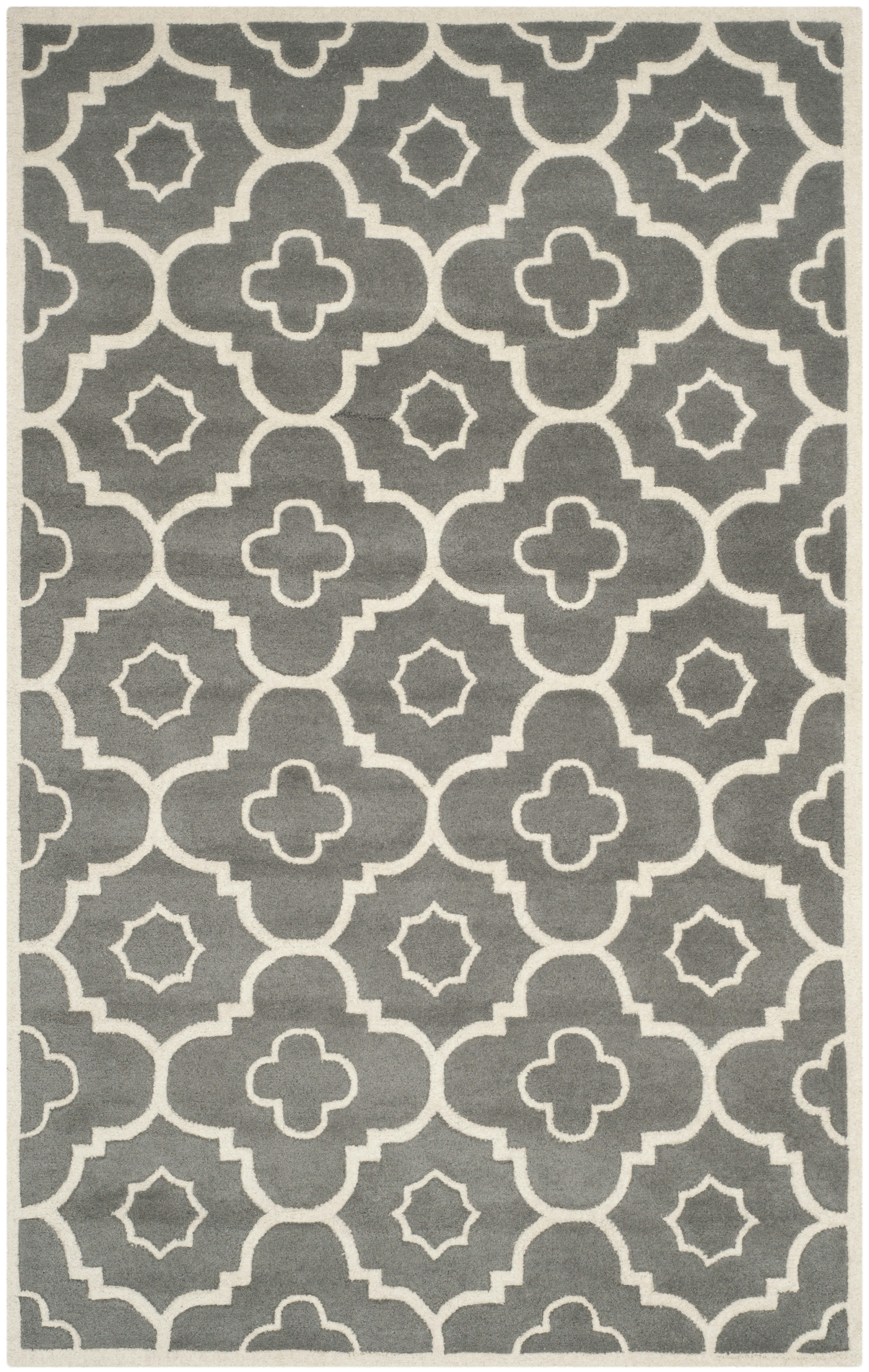 CHATHAM - Tapis de salon interieur en  gris fonce & ivoire, 152 x 244 cm