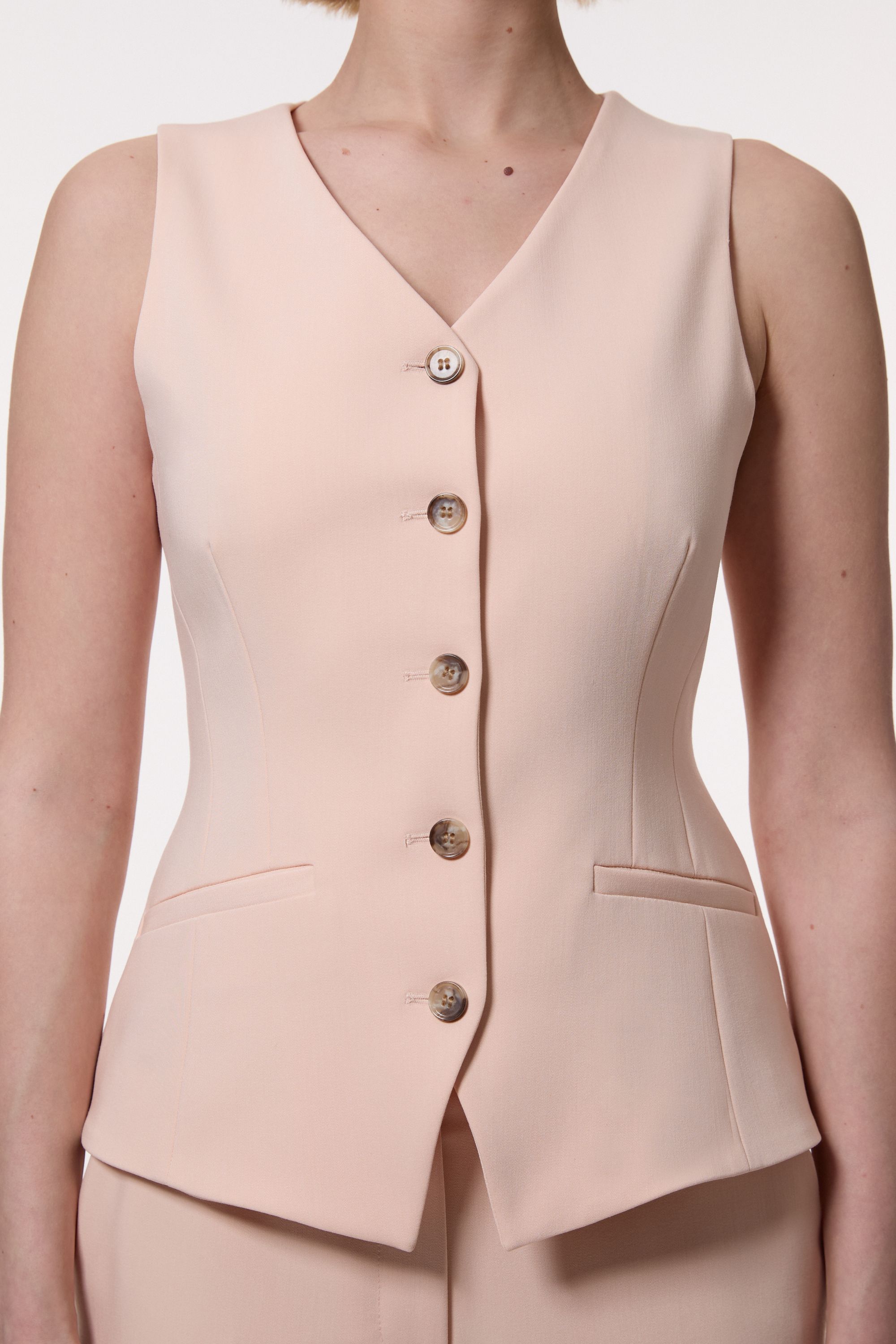 KarenMillen Polished Viscose Tailored Longline Waistcoat