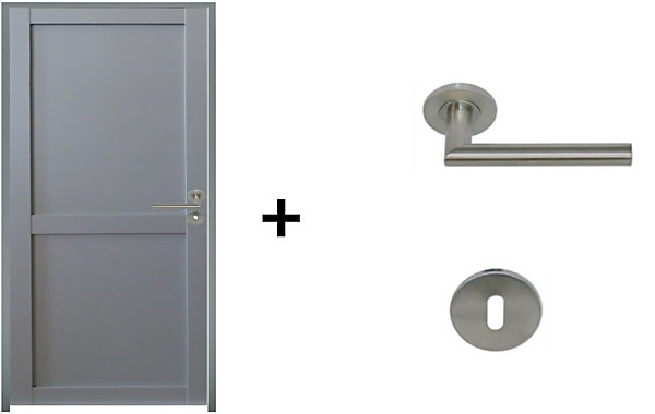 Bloc Porte Athena Gris Clair 2 Panneaux H204 X L83 Cm Côte Tableau P.gauche,poignee Pomerol Gd Menuiseries