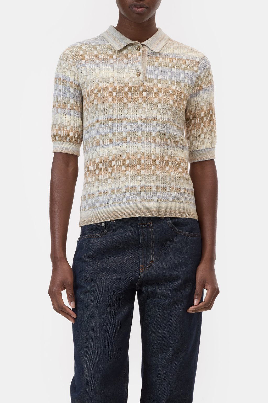 Mouliné-Polo aus Baumwoll-Mix-Garn