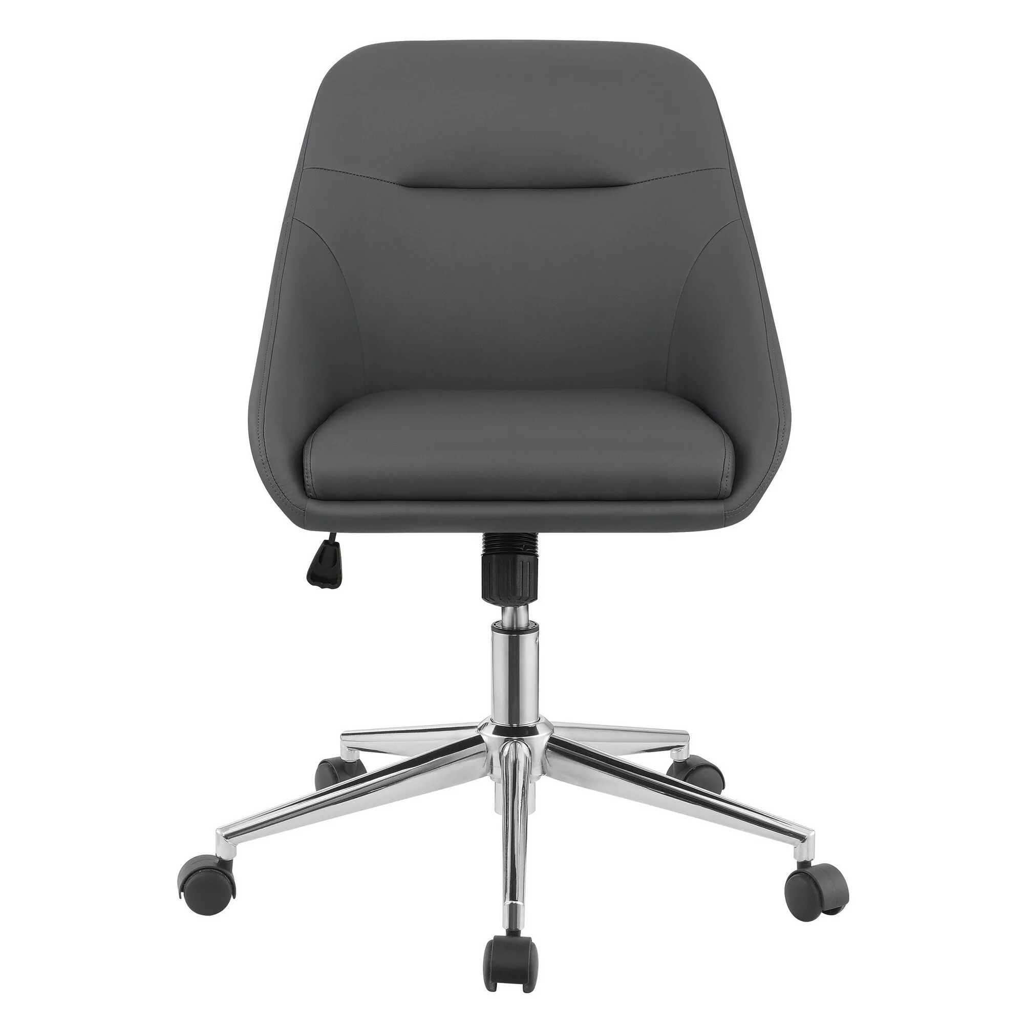 Gil 26 Inch Office Chair, Foam Filled Pintuck Seat, Gray Vegan Leather