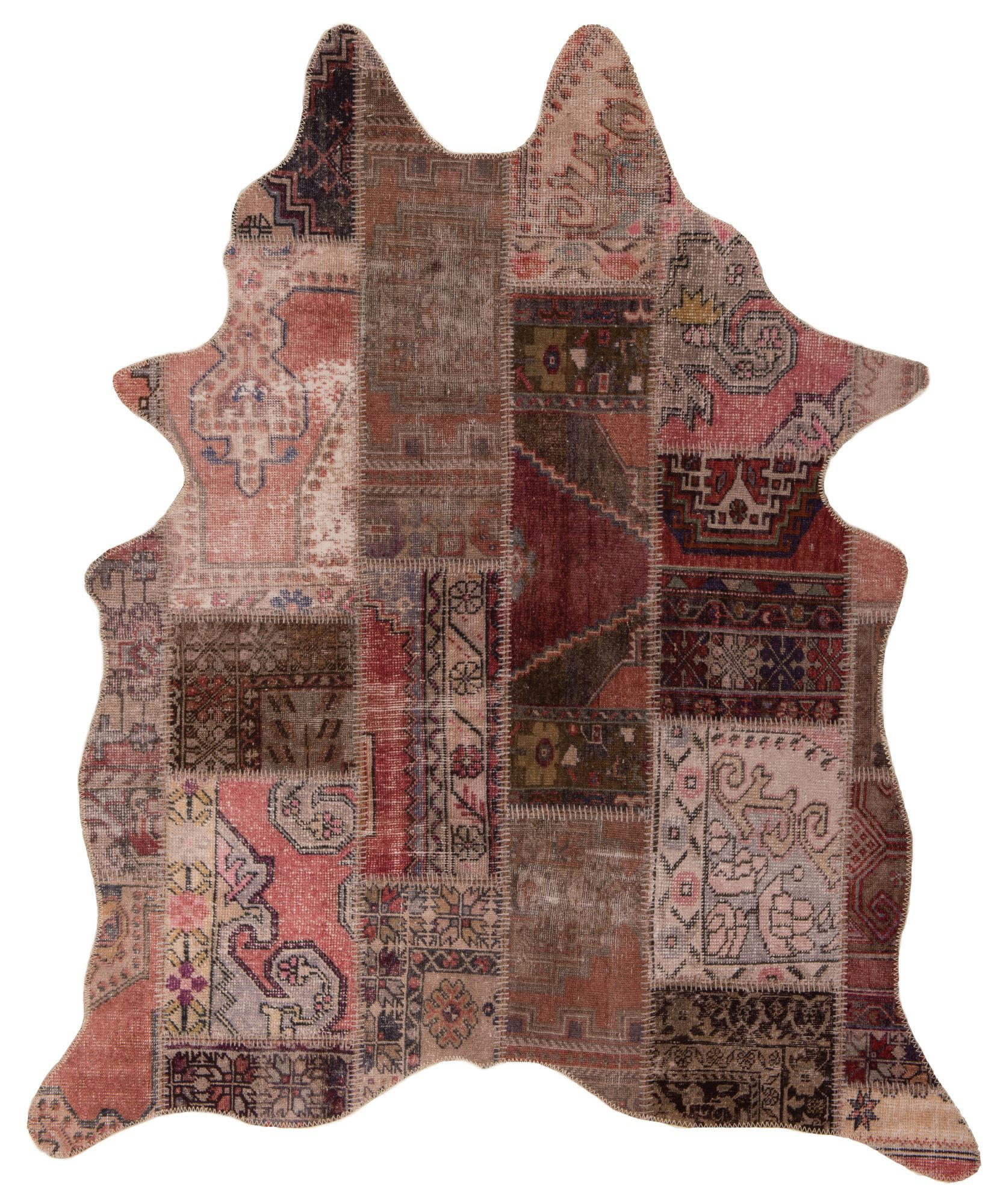 ELENA - Tapis en peau de vache artificielle patchwork multi 150x190