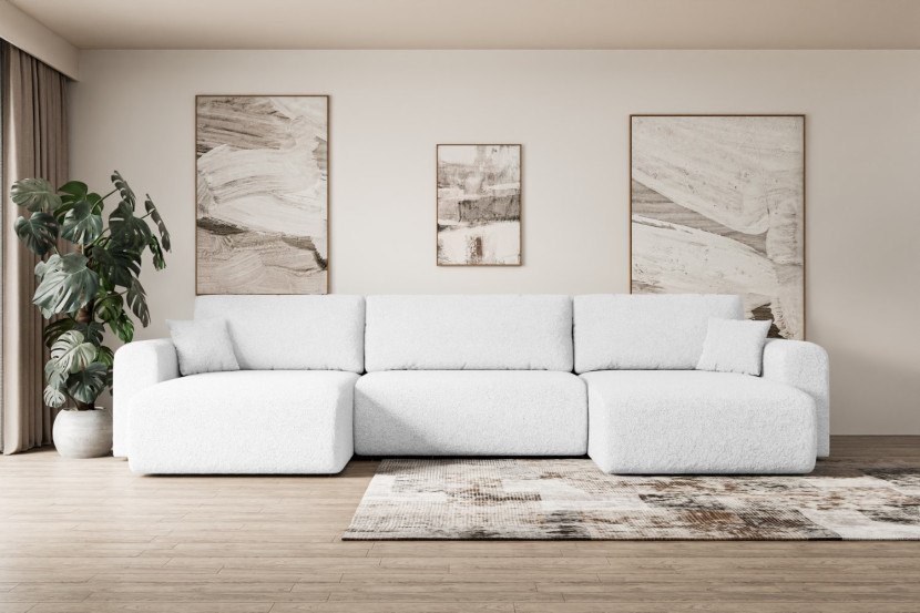 Narożnik z funkcją spania i pojemnikiem ORRO-U - 362x145x83cm Biały