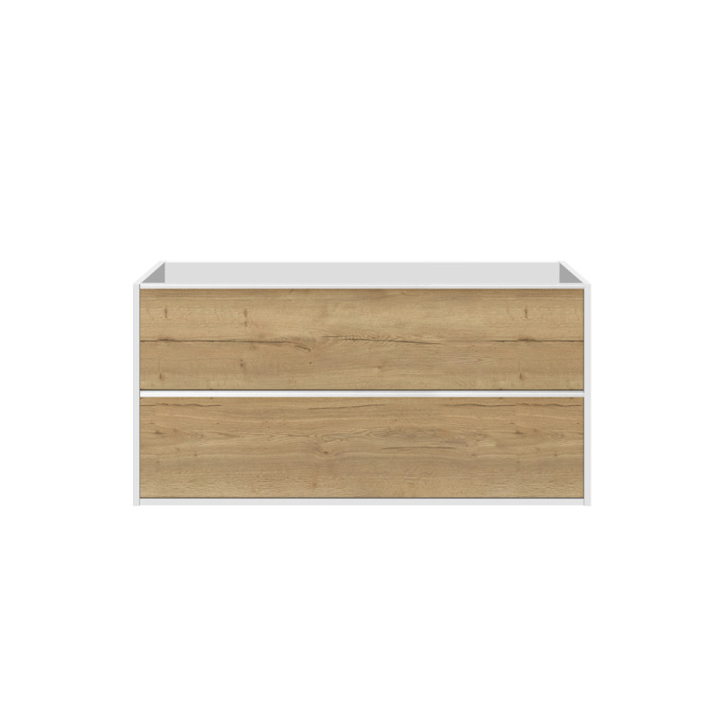Meuble sous-plan Border chêne Halifax naturel et blanc alpin 120 cm siphon simple ALLIBERT